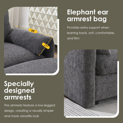 Chenille Sectional Sofa With Storage Ottoman And Pockets,Adjustable Phone Holder,Wide Seat,L Shaped Couch Set With Usb Charger