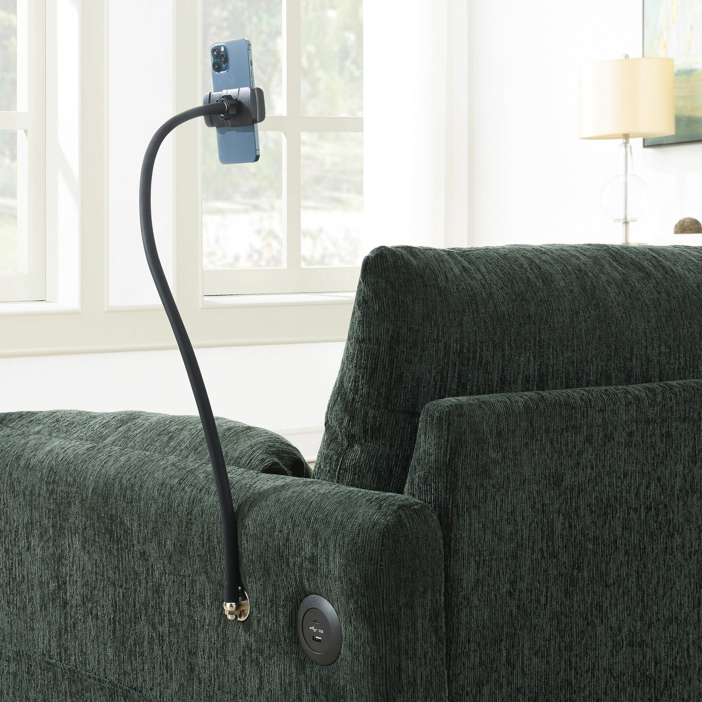 Chenille Sectional Sofa With Storage Ottoman And Pockets,Adjustable Phone Holder,Wide Seat,L Shaped Couch Set With Usb Charger