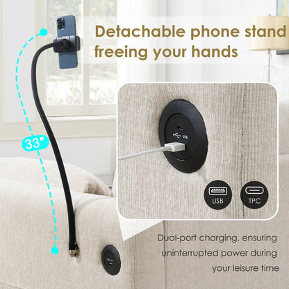 Chenille Sectional Sofa With Storage Ottoman And Pockets,Adjustable Phone Holder,Wide Seat,L Shaped Couch Set With Usb Charger