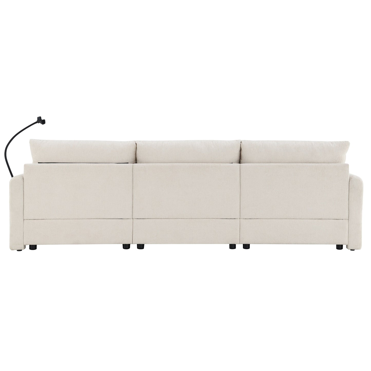 Chenille Sectional Sofa With Storage Ottoman And Pockets,Adjustable Phone Holder,Wide Seat,L Shaped Couch Set With Usb Charger