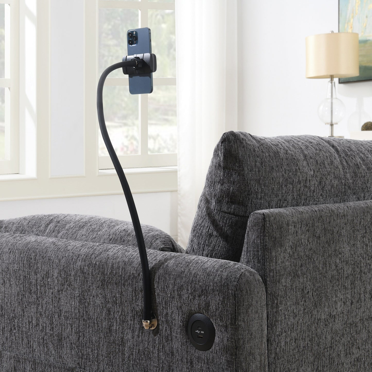 Chenille Sectional Sofa With Storage Ottoman And Pockets,Adjustable Phone Holder,Wide Seat,L Shaped Couch Set With Usb Charger