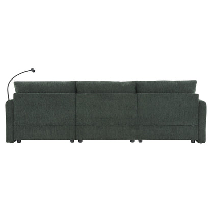 Chenille Sectional Sofa With Storage Ottoman And Pockets,Adjustable Phone Holder,Wide Seat,L Shaped Couch Set With Usb Charger