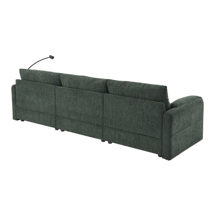 Chenille Sectional Sofa With Storage Ottoman And Pockets,Adjustable Phone Holder,Wide Seat,L Shaped Couch Set With Usb Charger