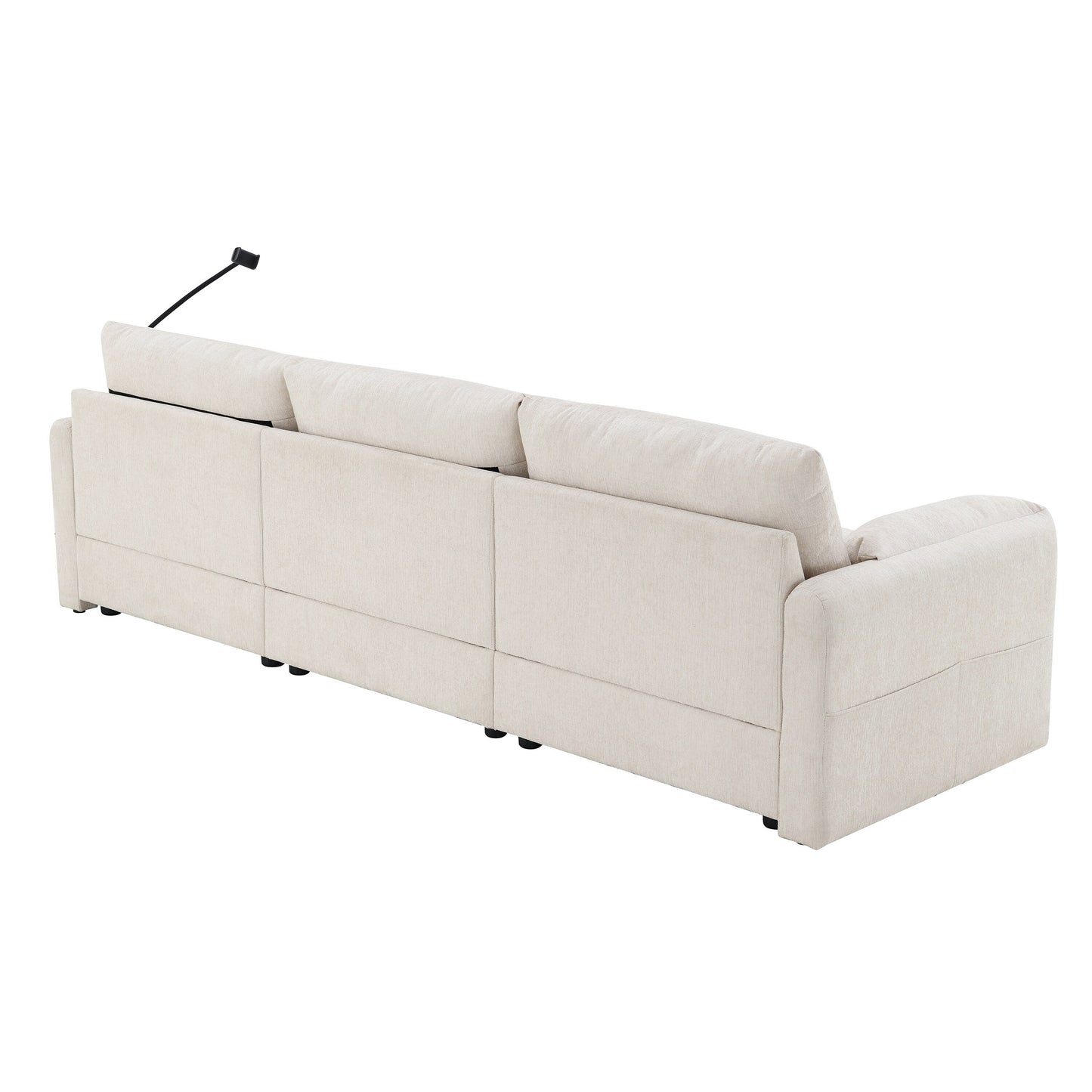 Chenille Sectional Sofa With Storage Ottoman And Pockets,Adjustable Phone Holder,Wide Seat,L Shaped Couch Set With Usb Charger