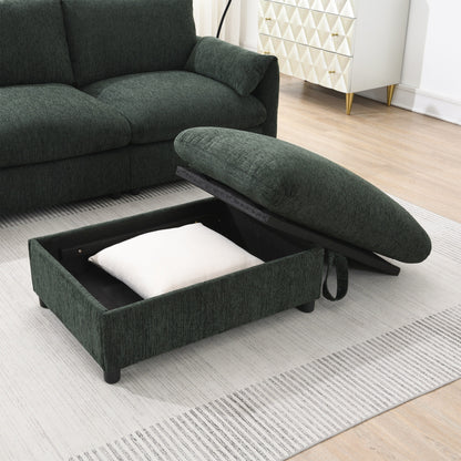 Chenille Sectional Sofa With Storage Ottoman And Pockets,Adjustable Phone Holder,Wide Seat,L Shaped Couch Set With Usb Charger