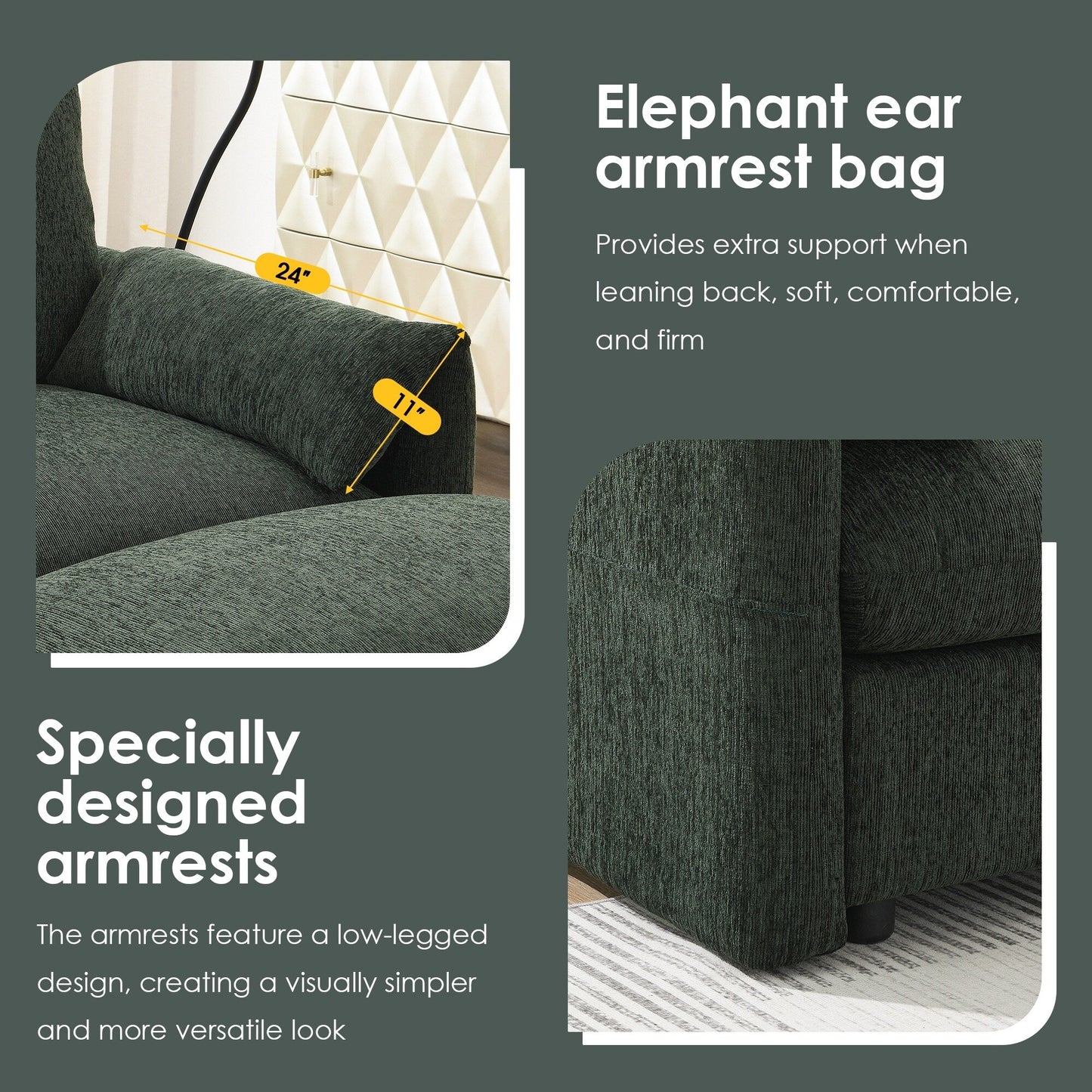 Chenille Sectional Sofa With Storage Ottoman And Pockets,Adjustable Phone Holder,Wide Seat,L Shaped Couch Set With Usb Charger