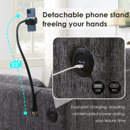 Chenille Sectional Sofa With Storage Ottoman And Pockets,Adjustable Phone Holder,Wide Seat,L Shaped Couch Set With Usb Charger