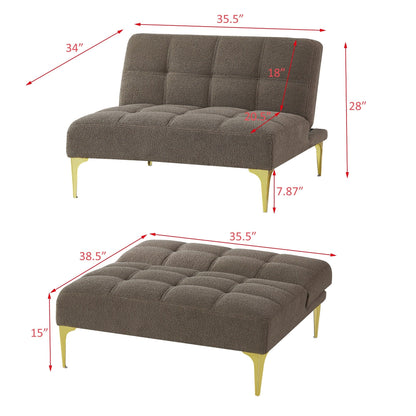 Chenille Single Modular Sofa Bed with Solid Wood Frame for Living Room