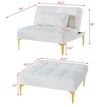 Chenille Single Modular Sofa Bed with Solid Wood Frame for Living Room