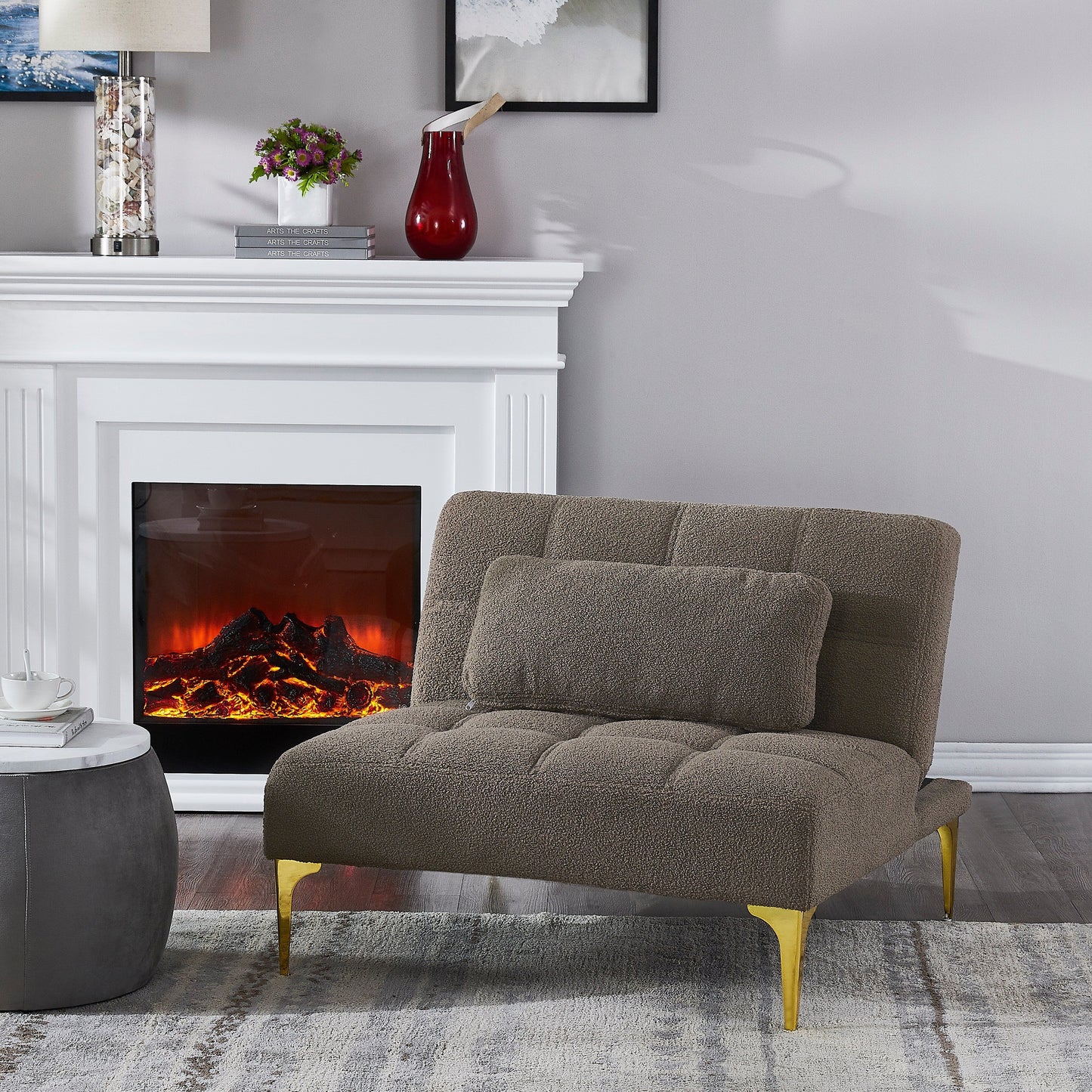Chenille Single Modular Sofa Bed with Wood Frame