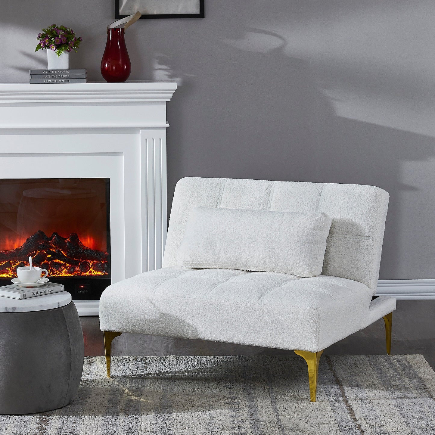 Chenille Single Modular Sofa Bed with Wood Frame