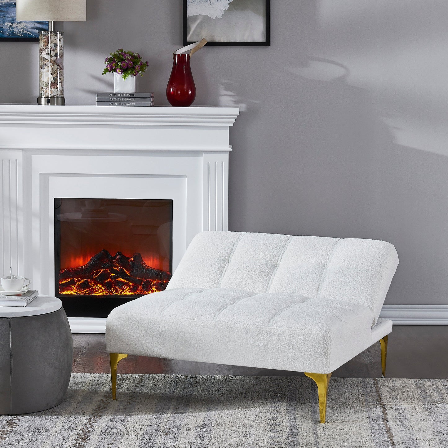 Chenille Single Modular Sofa Bed with Wood Frame
