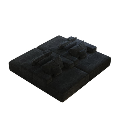 Chenille Single Sleeper Chair Sofa with Backrest Pillow