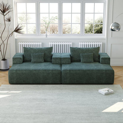 Chenille Single Sleeper Chair Sofa with Backrest Pillow