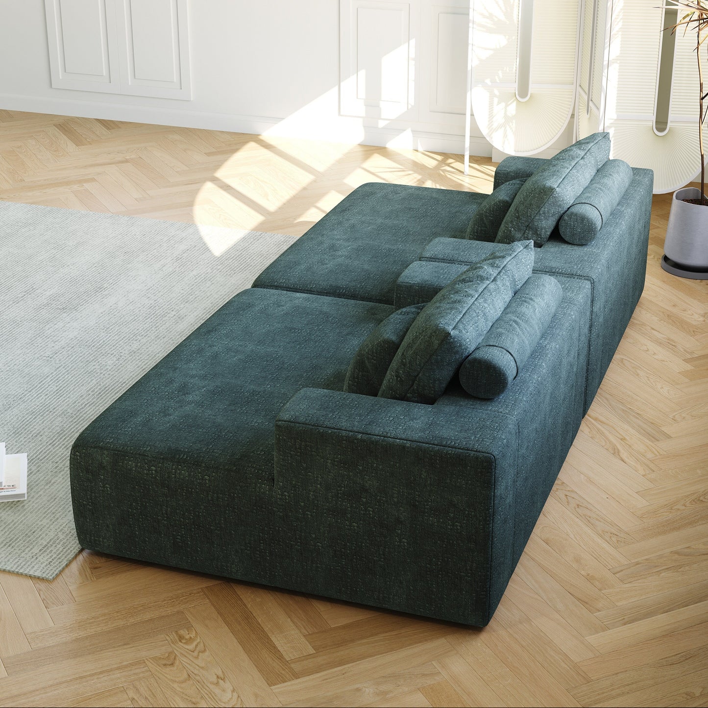 Chenille Single Sleeper Chair Sofa with Backrest Pillow