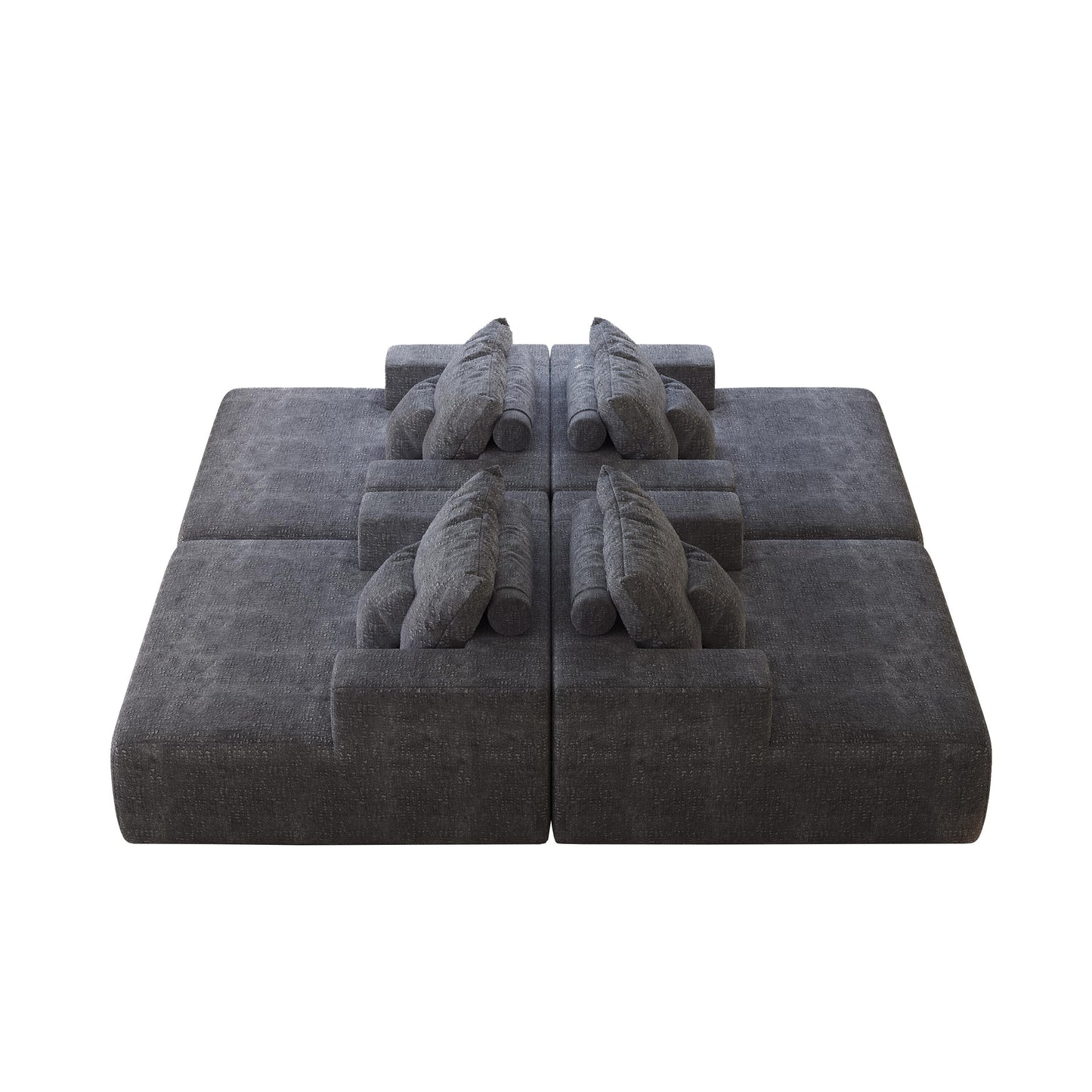 Chenille Single Sleeper Chair Sofa with Backrest Pillow