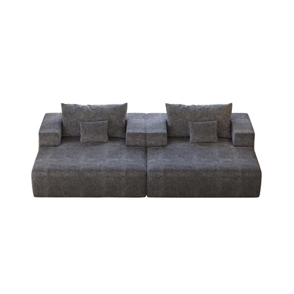 Chenille Single Sleeper Chair Sofa with Backrest Pillow