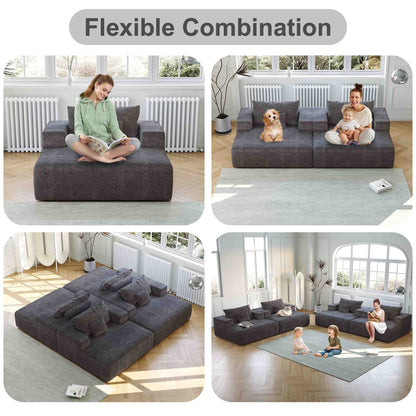Chenille Single Sleeper Chair Sofa with Backrest Pillow