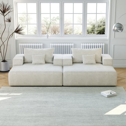 Chenille Single Sleeper Chair Sofa with Backrest Pillow
