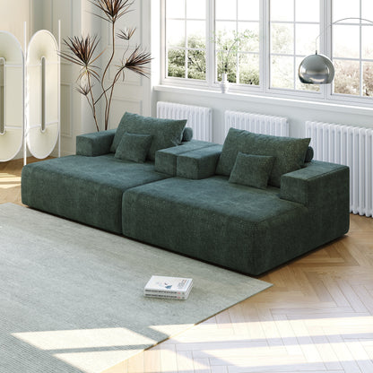 Chenille Single Sleeper Chair Sofa with Backrest Pillow