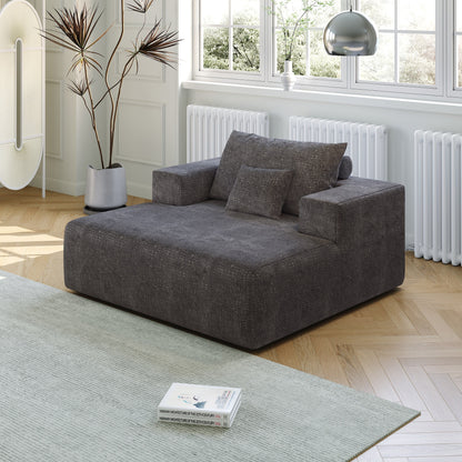 Chenille Single Sleeper Chair Sofa with Backrest Pillow