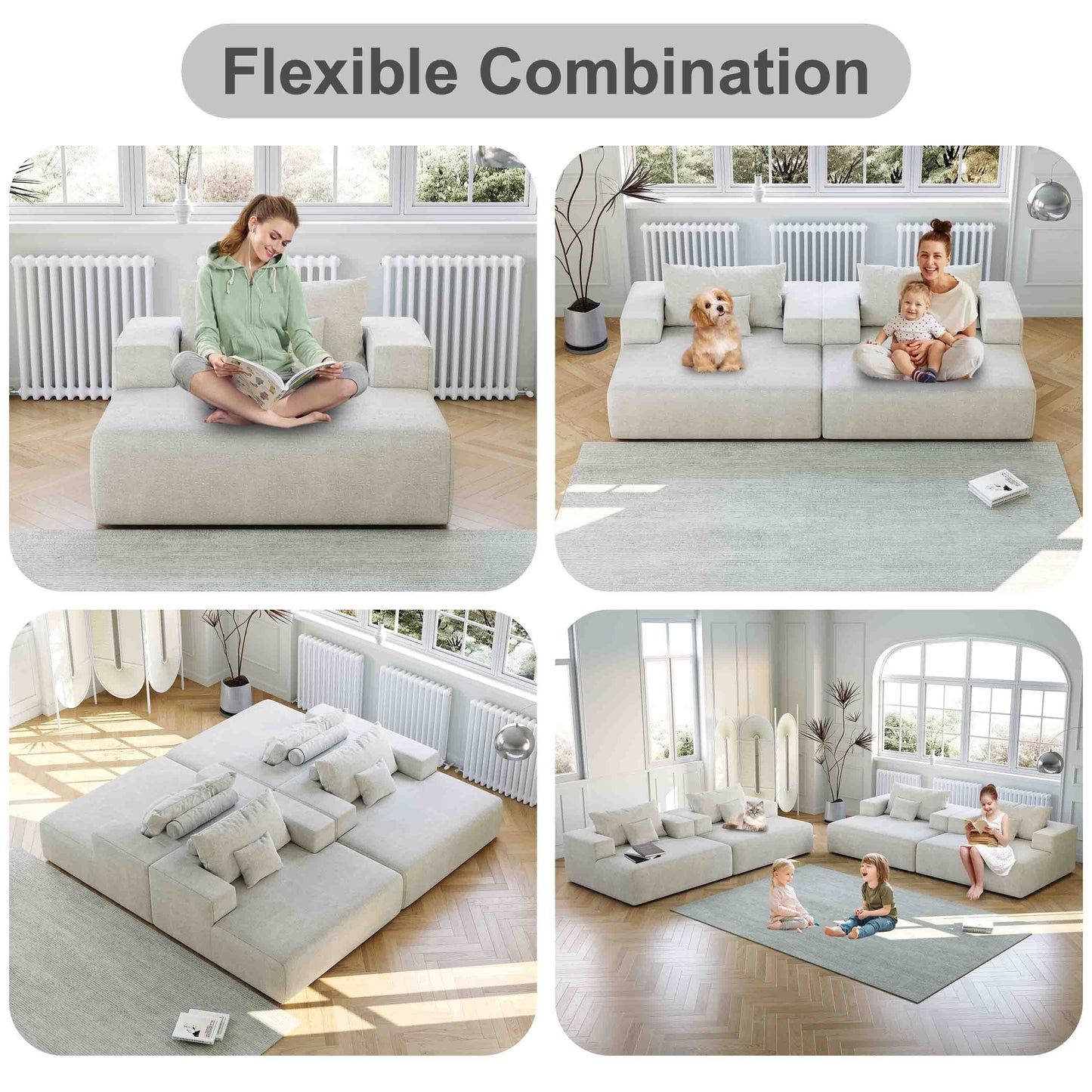Chenille Single Sleeper Chair Sofa with Backrest Pillow
