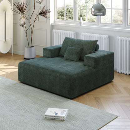 Chenille Single Sleeper Chair Sofa with Backrest Pillow