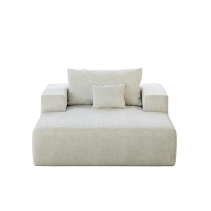 Chenille Single Sleeper Chair Sofa with Backrest Pillow