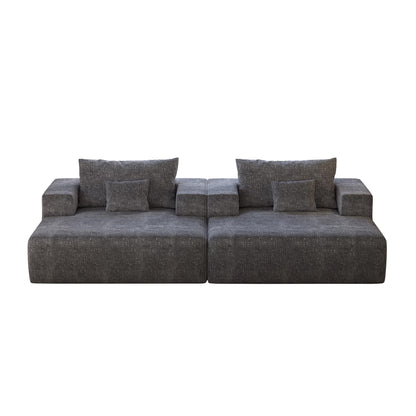 Chenille Single Sleeper Chair Sofa with Backrest Pillow