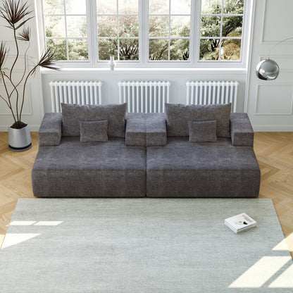 Chenille Single Sleeper Chair Sofa with Backrest Pillow