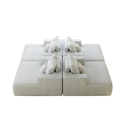 Chenille Single Sleeper Chair Sofa with Backrest Pillow