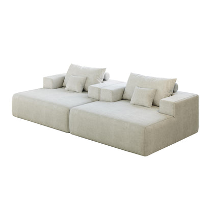 Chenille Single Sleeper Chair Sofa with Backrest Pillow