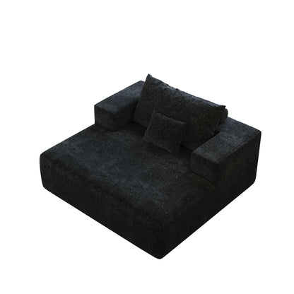 Chenille Single Sleeper Chair Sofa with Backrest Pillow