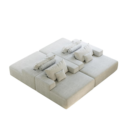 Chenille Single Sleeper Chair Sofa with Backrest Pillow