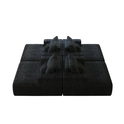 Chenille Single Sleeper Chair Sofa with Backrest Pillow
