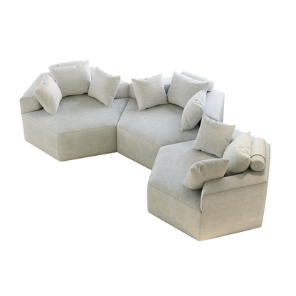 Chenille Single Sleeper Sofa with Backrest Pillow