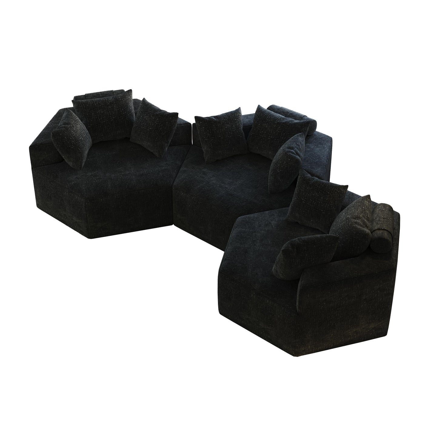 Chenille Single Sleeper Sofa with Backrest Pillow