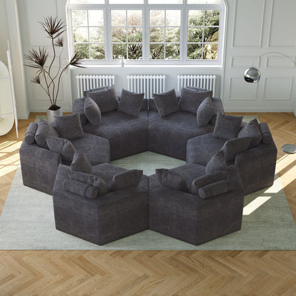 Chenille Single Sleeper Sofa with Backrest Pillow
