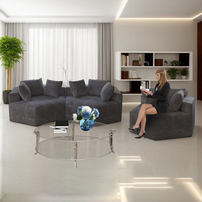 Chenille Single Sleeper Sofa with Backrest Pillow