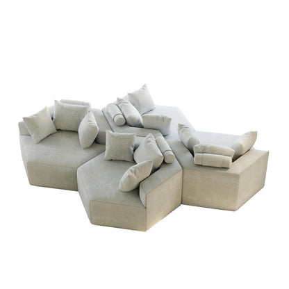 Chenille Single Sleeper Sofa with Backrest Pillow