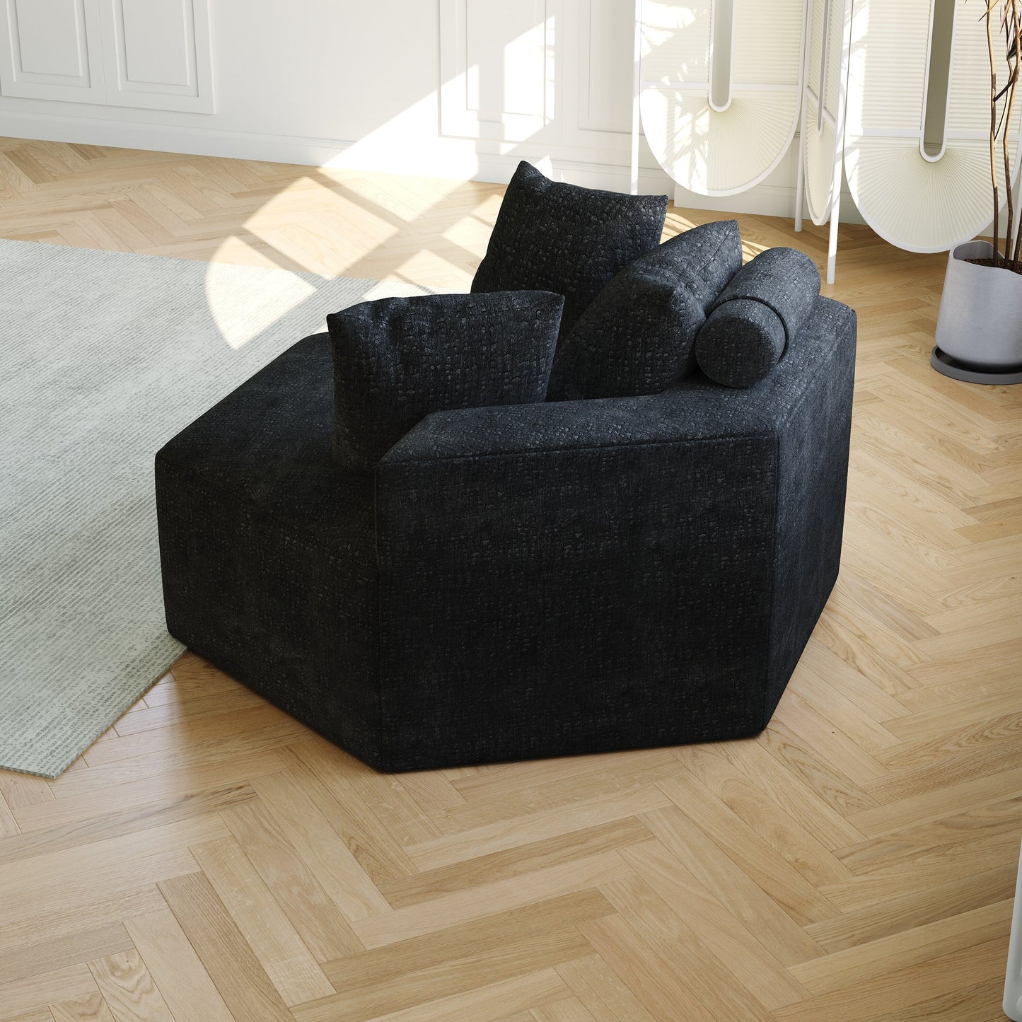 Chenille Single Sleeper Sofa with Backrest Pillow