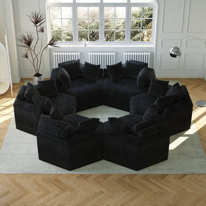 Chenille Single Sleeper Sofa with Backrest Pillow