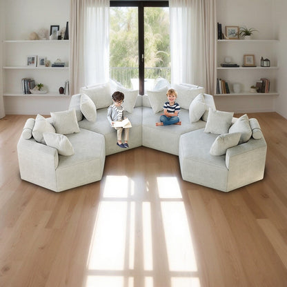 Chenille Single Sleeper Sofa with Backrest Pillow