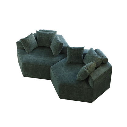 Chenille Single Sleeper Sofa with Backrest Pillow