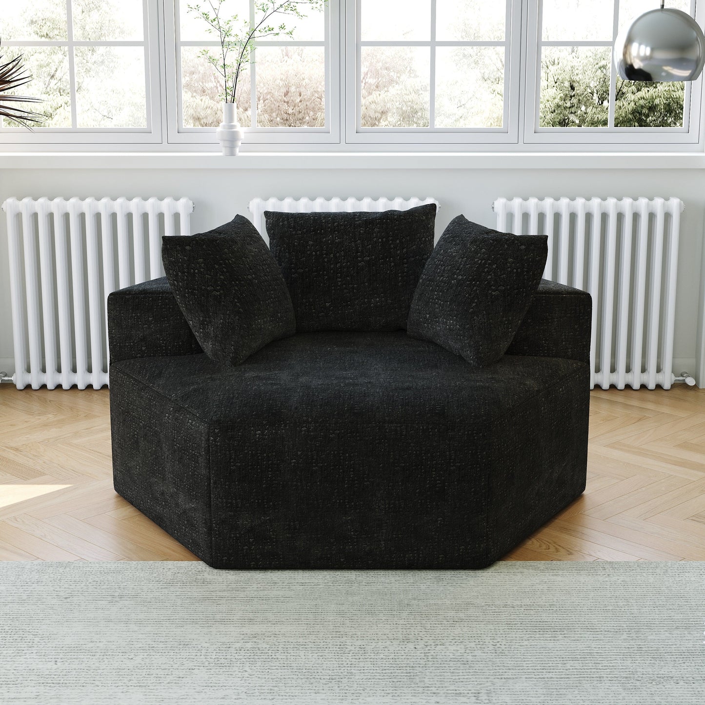 Chenille Single Sleeper Sofa with Backrest Pillow