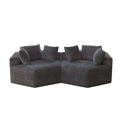 Chenille Single Sleeper Sofa with Backrest Pillow