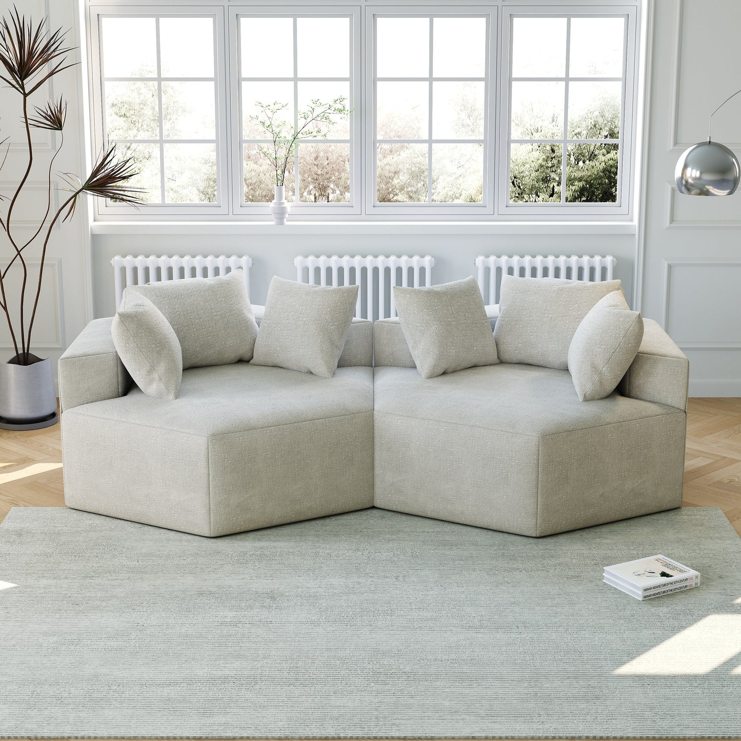 Chenille Single Sleeper Sofa with Backrest Pillow