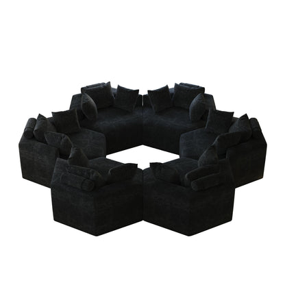 Chenille Single Sleeper Sofa with Backrest Pillow