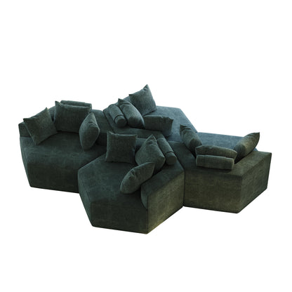 Chenille Single Sleeper Sofa with Backrest Pillow