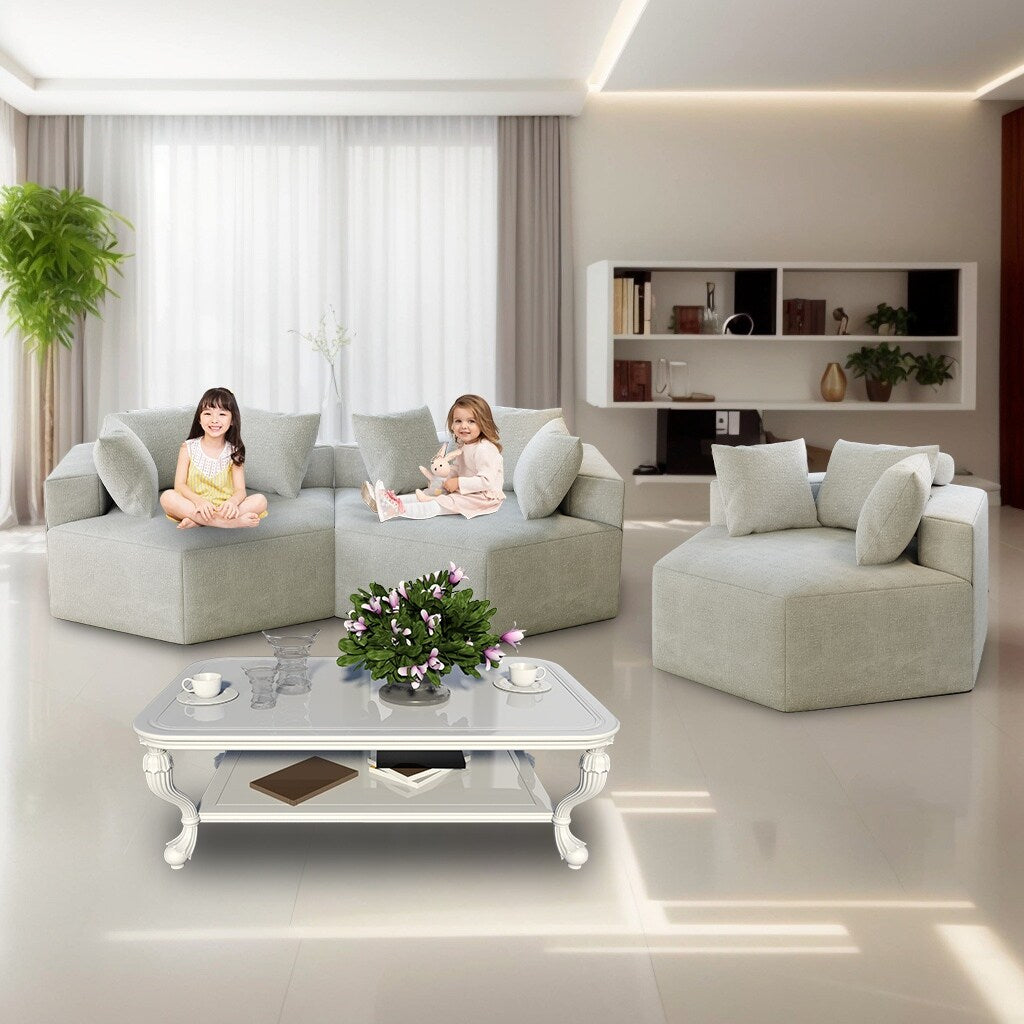 Chenille Single Sleeper Sofa with Backrest Pillow